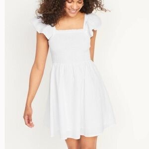Old Navy White Sun Dress flutter Sleeve